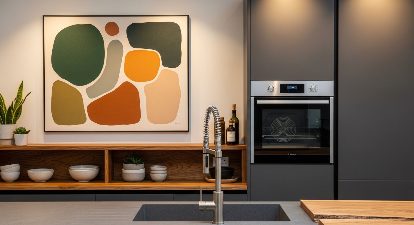 Detalhe de cozinha estilosa com elementos decorativos que agregam personalidade