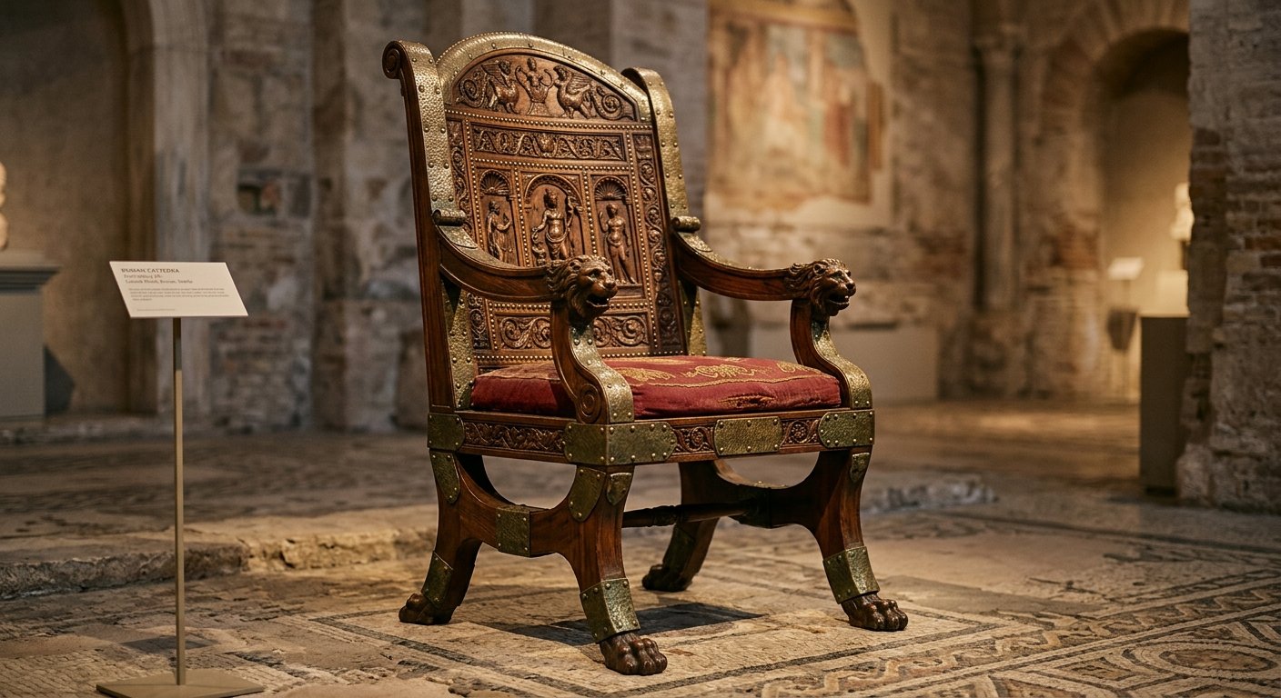 Cattedra romana com detalhes ornamentais